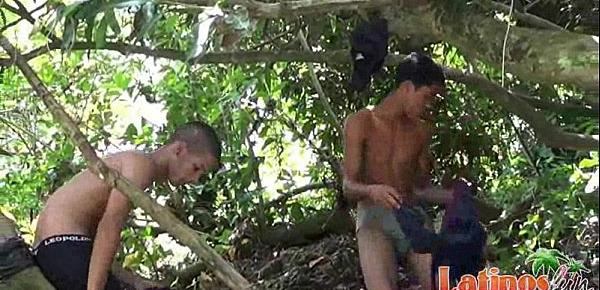  Latino boys strip for wet oral fun in the jungles